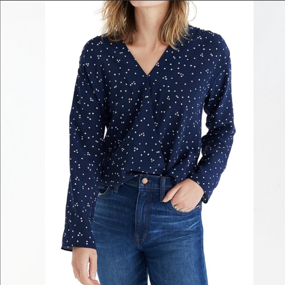 Madewell faux wrap silk top